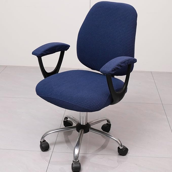 Melaluxe Office Chair Cover with Armrest Covers， Universal Stretch Desk Chair Cover, Computer Chair Slipcovers - Navy
