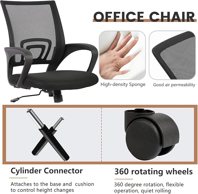 PayLessHere 32 Inch Home Office Desk and Chair Set,32 Inch Computer Desk with Ergonomic Height Adjustable Office Chair for Home Office,Pure White & Black