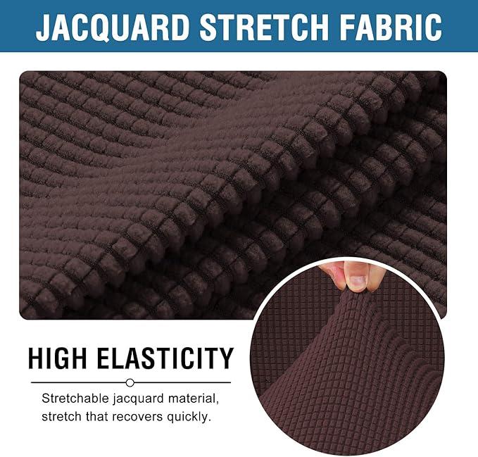 H.VERSAILTEX Office Chair Cover- Large Removable Computer Cover for with Zipper Universal Rotating Desk High Back Seat Washable Protector Pets,Brown