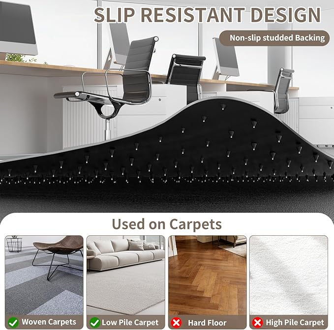 Office Chair Mat for Low Pile Carpeted Floors with Lip, 48" x 60" Plastic Floor mat for Desk Chair on Carpet,Easy Glide Carpet Protector Mat for Computer Chairs,Rolling Chairs,Home,Office (48*60 inch)