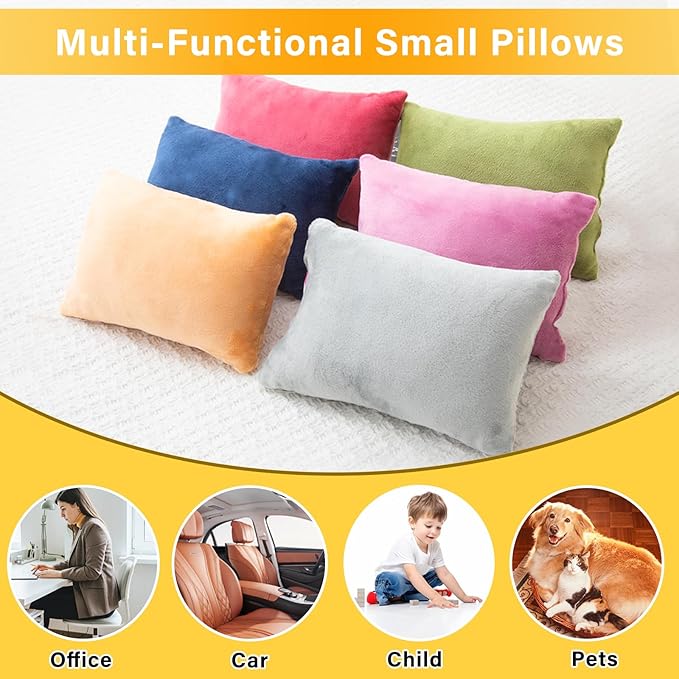 1 MIDDLE ONE 2 Pack Small Pillow, Memory Foam Mini Pillow 11 X 7 Inches for Travel, Sleeping, Nap and Neck, Knee, Lumbar Support, Tiny Cushion for Pet, Dogs (Grey)