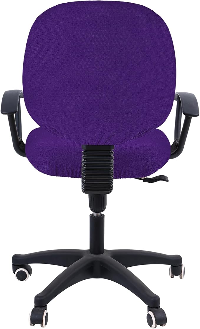 Smiry Stretch Jacquard Office Computer Chair Covers, Removable Washable Universal Desk Rotating Chair Slipcovers Protector, Seat + Backrest Cover, Violet