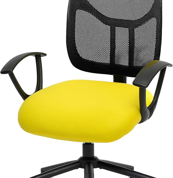 DIVA EN CAMINO DEC Stretchable Desk Office Chair Seat Cushion Covers - Universal Spandex Computer Chair Slipcover - Removable Washable Cushion Protectors for Dogs, Cats, Pets (Yellow)