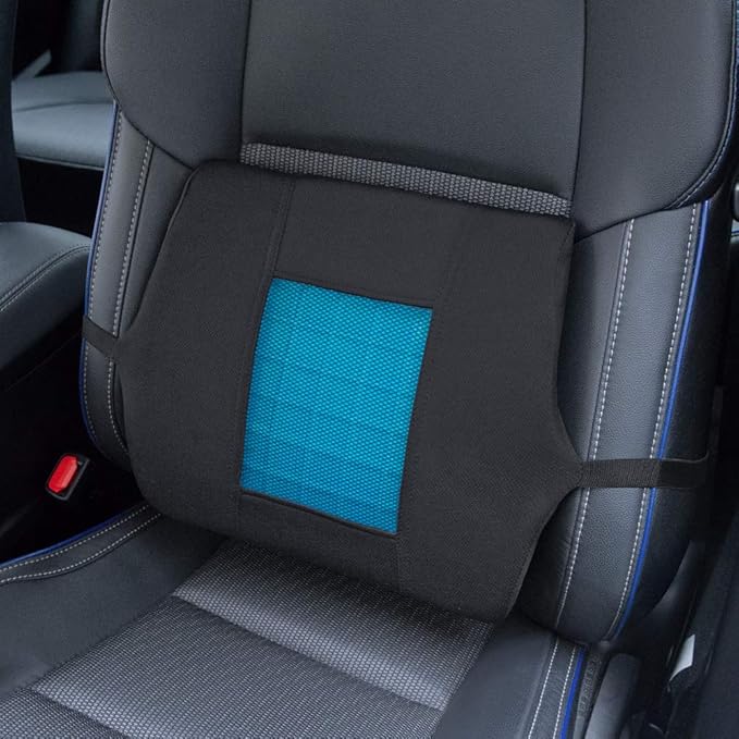 Motor Trend Cooling Car Lumbar Support Cushion - Made with Memory Foam for Maximum Coccyx Comfort & Back Tailbone Pain Relief, Ideal for Car and Office Chairs (MTCG-100)