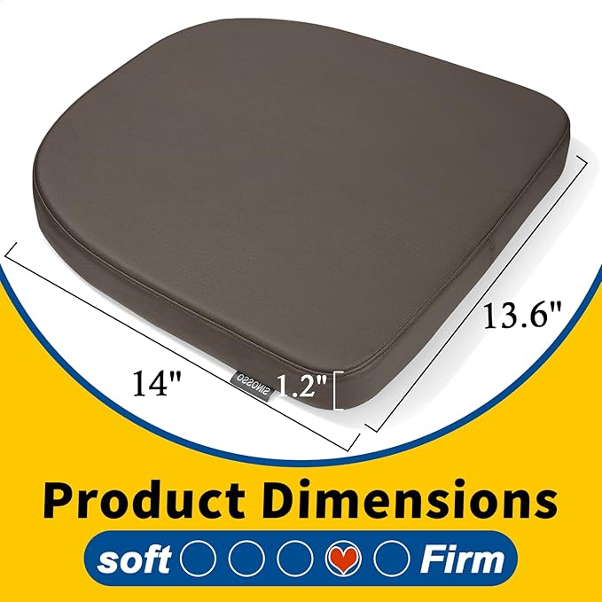 SINOSSO Modern Faux Leather 14" Metal Chair Cushion, Leathaire Magnetic Chair Pad for Dining Kitchen Cafe Bistro Stackable Chair (U-Shape, Brown, 1)
