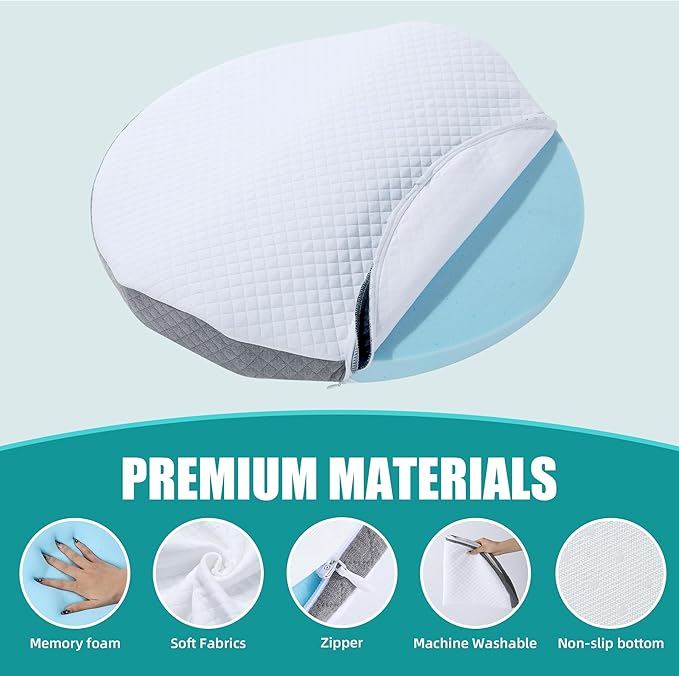 ROYALAY Lumbar Support Pillow for Bed, Memory Foam Waist Pillow for Sleeping, Ergonomic Wedge Pillow for Back Support, Elevated Body Pillow with Removable Cover for Side, Back and Stomach Sleepers