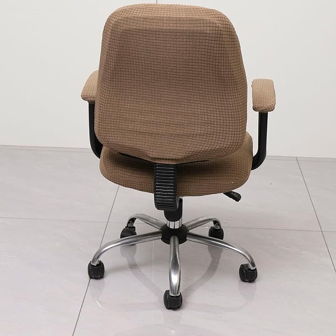 Melaluxe Office Chair Cover with Armrest Covers， Universal Stretch Desk Chair Cover, Computer Chair Slipcovers - Light Coffee