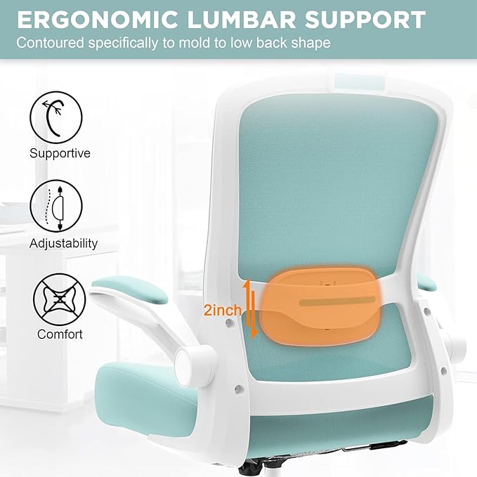 Mimoglad Office Chair, High Back Ergonomic Desk Chair with Adjustable Lumbar Support and Headrest, Swivel Task Chair with flip-up Armrests for Guitar Playing, 5 Years Warranty