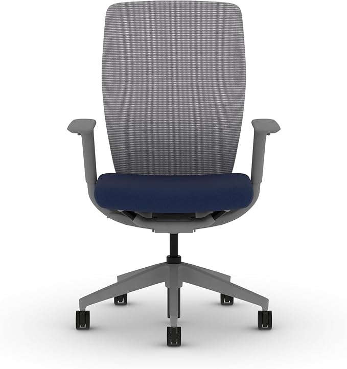 HON Flexion Mesh Office Chair, Height Adjustable Arms, Conference Room Chairs with Lumbar Support, Titanium Mesh, Titanium Frame, Indigo