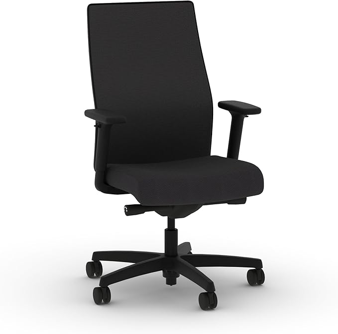 HON Ignition 2.0 Mid Back Task Chair, Spectrum Mesh, Advanced Synchro-Tilt Control, Office Chair with Lumbar Support, Height and Width Adjustable Arms, Black Frame, Onyx