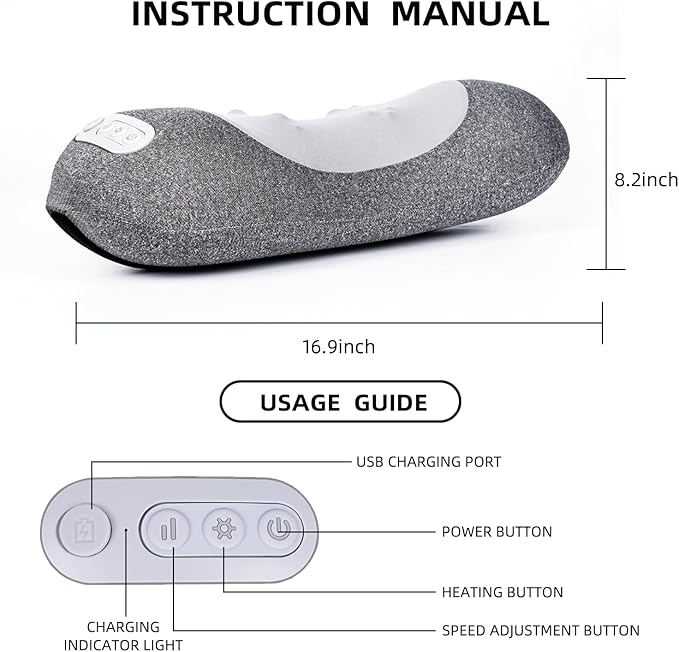 2-in-1 Neck & Lumbar Massager Pillow with Heat for Office Chair, 3D Rotating Massage Nodes, Memory Foam Back Support for Posture Correction, Pain Relief & Relaxation at Home, Office, Travel