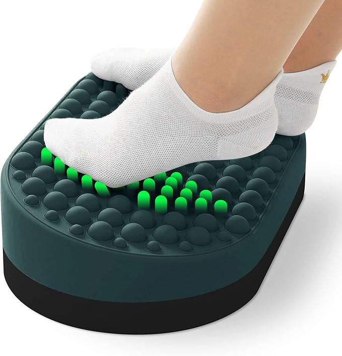 Foot Rest for Under Desk at Work, Home Office Foot Stool, Ottoman Foot Massager for Plantar Fasciitis Relief, Soft Silicone Footrests, Anti-Fatigue (Eucalyptus)
