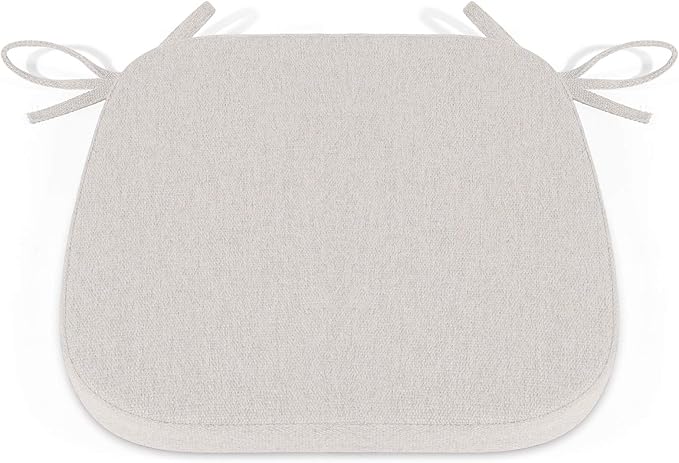 Shinnwa Kitchen Chair Cushions, Non Slip Dining Room Seat Cushions with Ties, 15 x 15.5 inches, Off White