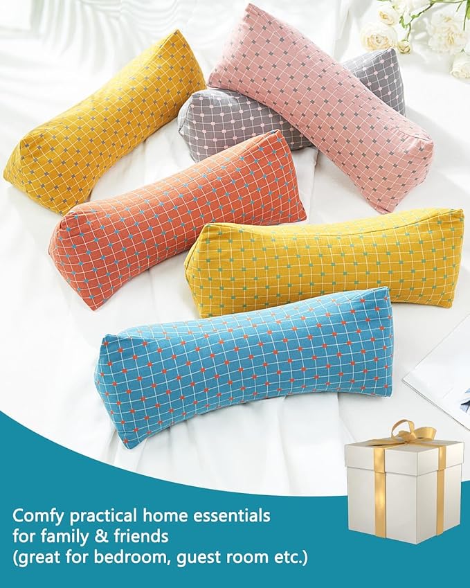 Cervical Buckwheat Roll Pillow for Sleeping,15.7"x5.9" Buckwheat Hulls Pillows Filling, Triangle Pillow for Neck Support Yoga Bolster, Adjustable Fill for Neck Pain Relief,Blue