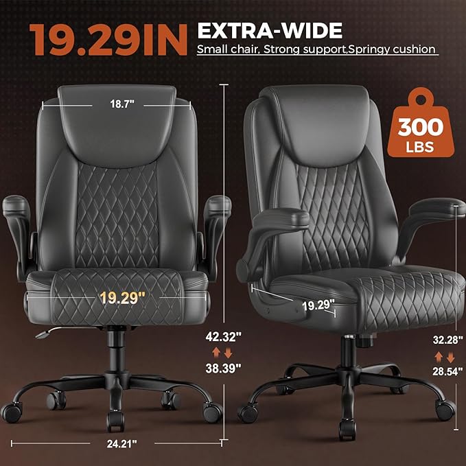 COMHOMA Leather Office Chair Ergonomic Computer Gaming Chair with Comfy Back Support, Executive Mid-Back,Small Gmaing Chair with Adjustable Armrests, for Short People Use, Rolling Swivel for Adults