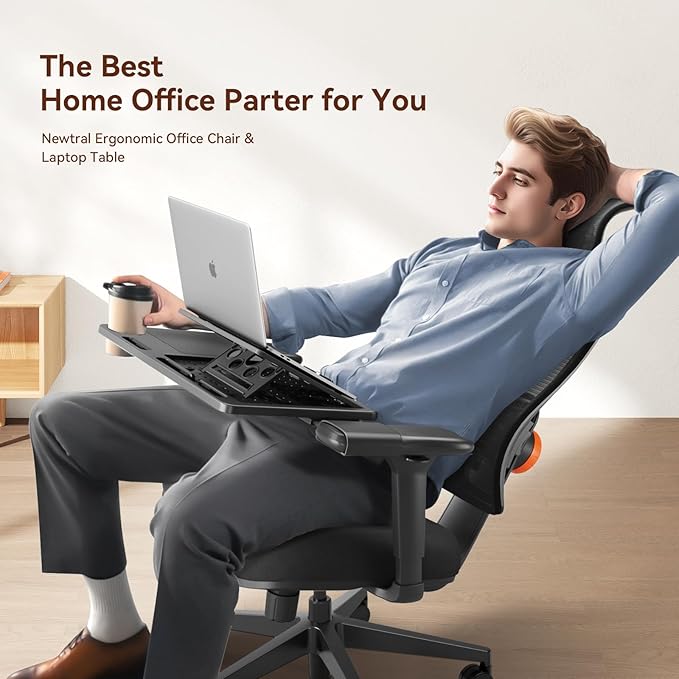 Newtral Ergonomic Office Chair with Adaptive Lumbar Support- High Back Desk Chair with Adjustable Headrest, 3D Armrest, Adjustable Seat Depth & Height, Home Office
