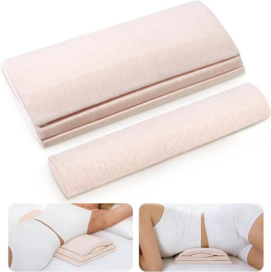 Adjustable Lumbar Support Pillow for Bed, Back Sleeping Cushion with Removable Height Layer & Dual-Firmness Inserts for Lower Back Pain Relief, Spinal Alignment & All-Night Comfort