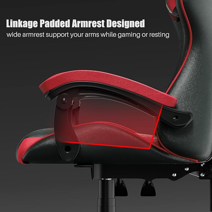 Racingreat Gaming Chair High Back, Ergonomic Computer Gamer Chair with Headrest and Lumbar Support, Racing Style Reclining Game Chair for Adults, Kids (Red-Black)