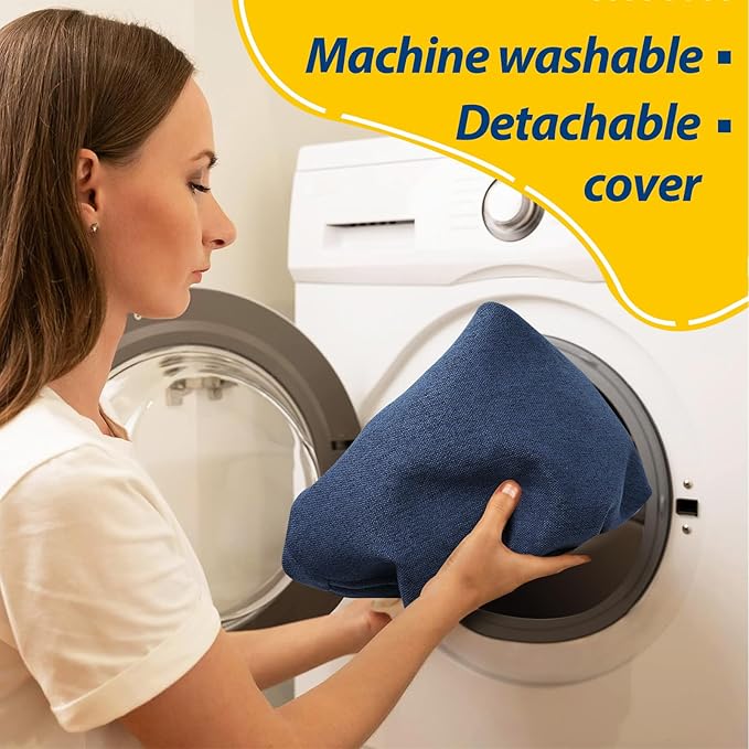 AAAAAcessories D-Shaped Chair Cushions, 2" Thick Dining Chair Pads with Ties and Removable, Machine-Washable Cover, 17" x 16", Blue