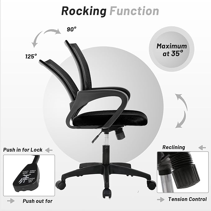 Modern Mesh Office Chair with Arm, Ergonomic Desk Chair, Black