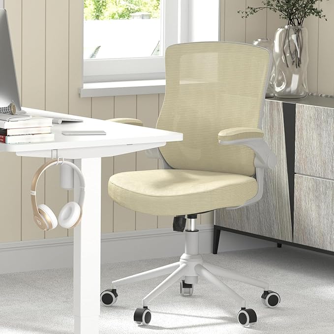 CYKOV Office Chair, High Back Desk Chair Adjustable Height and Ergonomic Design Home Office Computer Chair Executive Lumbar Support Padded Flip-up Armrest Swivel Task Chair