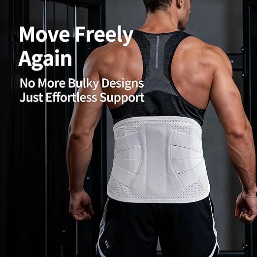 Lower Back Brace for Women Men, Adjustable Lumbar Support with 3D Pad, Breathable Ergonomic Support Belt with Metal Stays for Work, Lifting, Drive, Grey,Size XXL,Waist 52"-62"