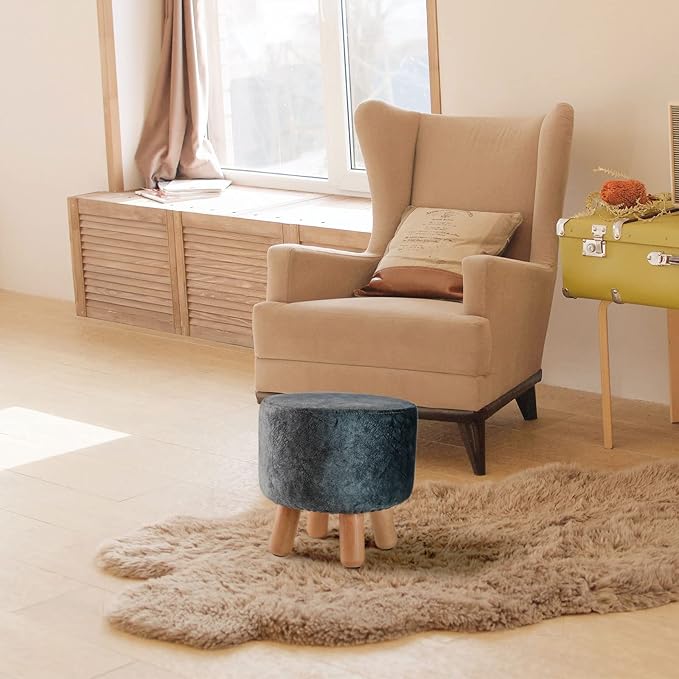 H&B Luxuries Fabric Round Padded Ottoman Foot Rest Stool