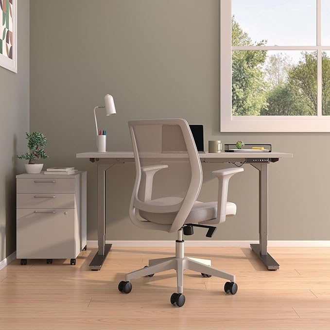 Alera Wessex Ergonomic Mesh Back Office Task Chair, Swivel Computer Desk Chair, Adjustable Seat Height, Supports Up to 275 lbs, White