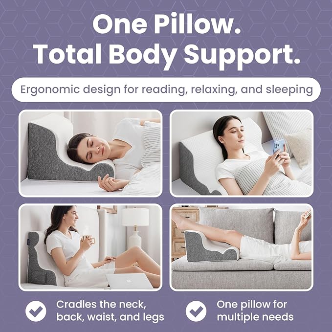 ZerOra Reading Pillow for Sitting Up in Bed Rest, Lumbar Neck Support Pillow with Back Support, Home Bedroom Sofa Dorm Essentials for Sleeping Reading Gaming Foot Rest Floor Chair Cushion-White
