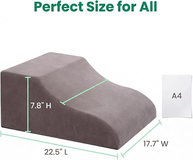 Leg Elevation Pillows, Ergonomic Memory Foam Wedge Pillow/Leg Positioner Pillows Comfort Care for Back Knee Hip Ankles Pain, Knee Pillow for After Surgery, Injury, or Rest Gray