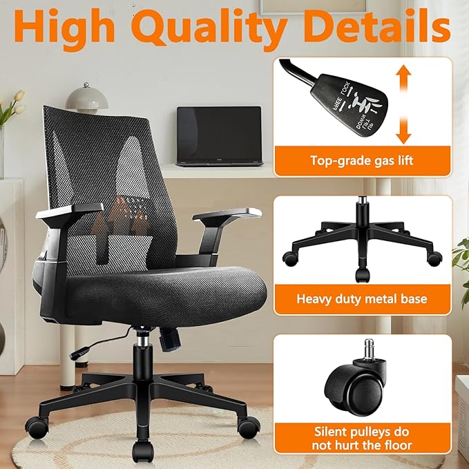 CLATINA 500lbs Big and Tall Office Chair Heavy Duty Mesh Ergonomic Computer Chairs with Adjustable Lumbar Support and Wide Comfy Seat for Home Office Conference Heavy People, Black, 2 Pack