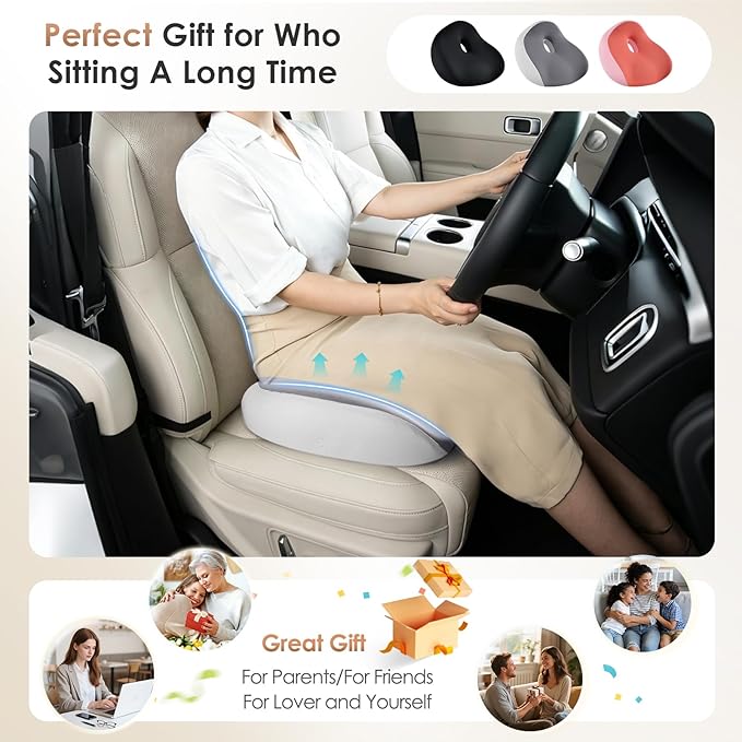 FLORICH Upgrade Large Car Seat Cushion for Long Sitting, Ergonomic Memory Foam Driving Seat Cushion for Back & Sciatica Pain Relief, Non-Slip Washable Seat Cushion for Car, Driver, Office-Gray