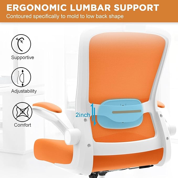 Mimoglad Office Chair, High Back Ergonomic Desk Chair with Adjustable Lumbar Support and Headrest, with flip-up Armrests for Guitar Playing, 5 Years Warranty (Modern, Sunset Glow)