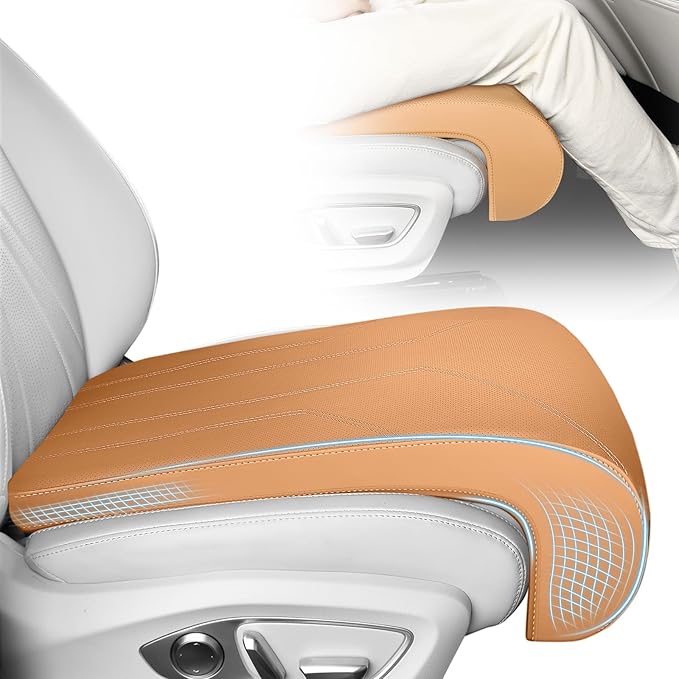 FLORICH Car Seat Extender Leg Extender Support Cushion for Driver Seats Office Chair, Leather Carseat Leg Support for Long Drivers Universal Car Seat Cushion Legs Rest Pads-Brown