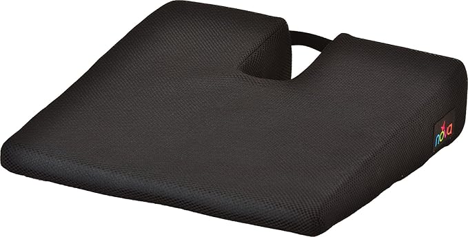 nova Orthopedic Coccyx Seat Cushion & Tailbone Pain Relief Pillow - U-Shaped Wedge for Office Chair, Car & Home - Posture Support, Washable Black Faux Suede Cover with Carry Strap, 16.5"x16.5"