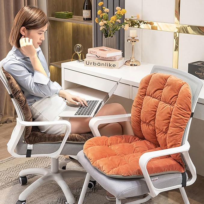 Desk Chair Cushion Non-Slip Rocking Seat Cushion Office Chair Pad Dorm Seat Cushion with High Back Support Soft Seat Pad with Ties for Office Car Home Dining Room Kitchen