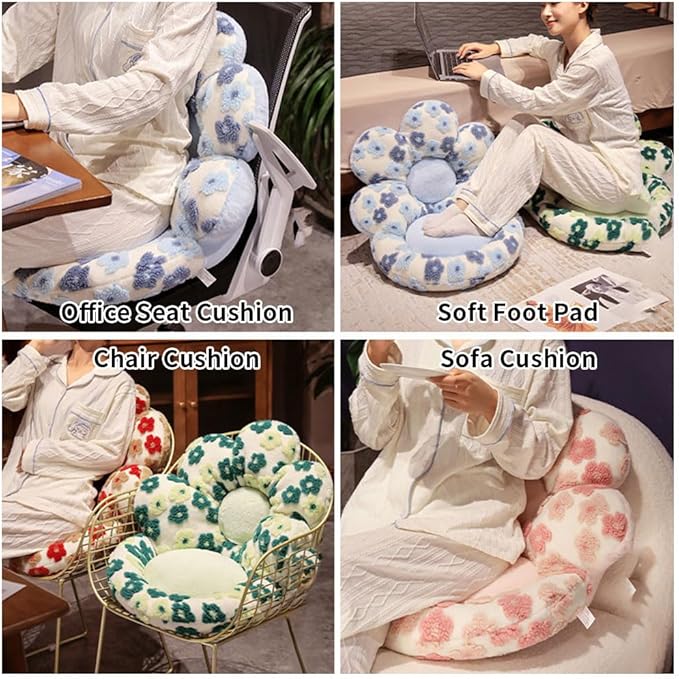 Flower Chair Cushion with Backrest Comfortable Office Chair Pad Student Dormitory Seat Cushion for Sedentary Group Home Decor