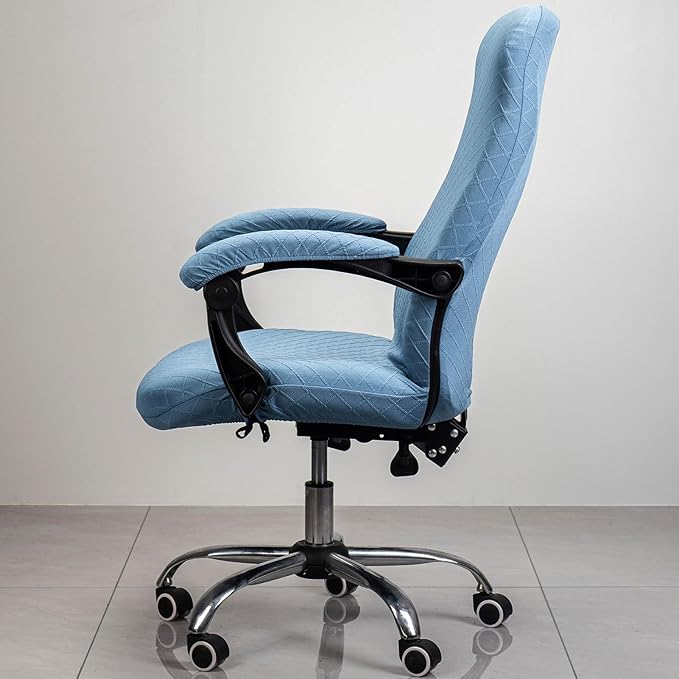 Melaluxe Office Chair Cover with Armrest Covers， Universal Stretch Desk Chair Cover, Computer Chair Slipcovers (Size: L) - Blue