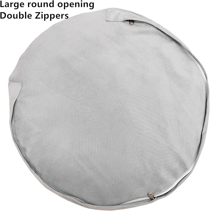 Asuprui Pouf Ottoman Unstuffed Pouf Ottoman Foot Rest No Filler Foot Stool Floor Pouf 20x20x12 Inches Fuzzy Chair Floor Chair Foot Rest with Storage for Living Room Bedroom Light Gray Pouf Cover