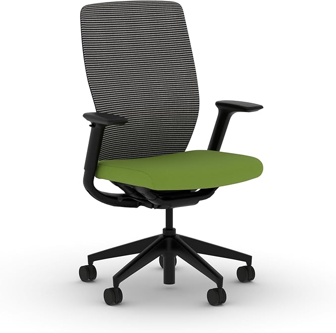 HON Flexion Mesh Office Chair, Height Adjustable Arms, Conference Room Chairs with Lumbar Support, Black Mesh, Black Frame, Pear