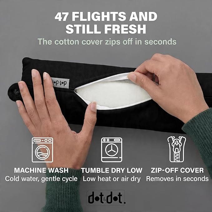 Dot&Dot Twist Memory Foam Travel Pillow for Airplanes - Travel Neck Pillow for Sleeping - Airplane Pillow for Neck Support - Adjustable, Bendable Neck Roll Pillow
