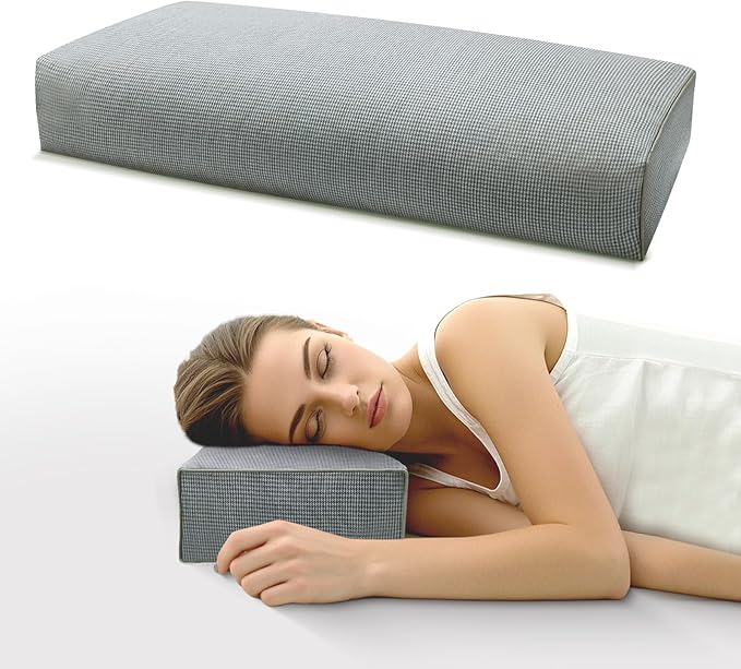Buckwheat Pillow & Cervical Pillows for Sleeping (21x8x3inch) 100% Organic Coarse Cloth Package w Organic Buckwheat Hulls, Natural Cooling Technology and Relieve Cervical Pain. (C-Gray)