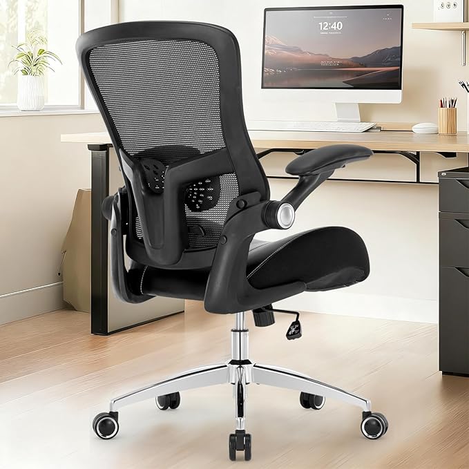 Big and Tall Office Chair 400lbs, Heavy Duty Computer Desk Chair with Wide 3D Modeling Foam Seat, Ergonomic Executive Office Chair for Heavy People with Adjustable Lumbar Support Armrests Metal Base