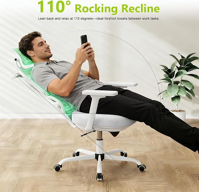 Ergonomic Office Chair Mesh Desk Chair with Lumbar Support and Headrest, High Back Computer Chair with Armrest and Tilt Lock, Home Office Desk Chairs for Men Women