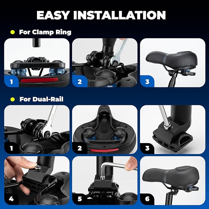 ROCKBROS Bike Seat Cushion for Men Women with Dual Shock Absorbing Ball Memory Foam - Ergonomic Bike Saddle, Handle for Easy Transport Soft Wide Waterproof Exercise Bicycle Seat for Peloton, Road Bike