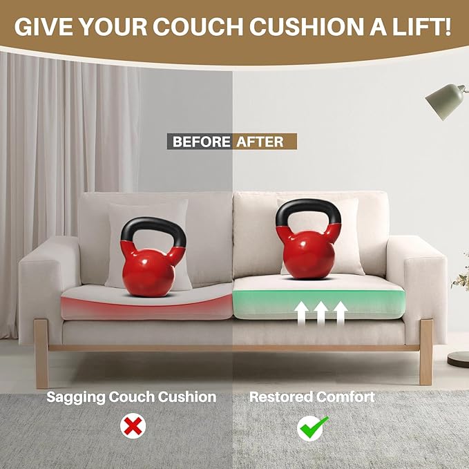 Couch Cushion Support for Sagging Cushions 24''x24'', Two in One Sofa Cushion Support to Repair Sagging Seats, Lift Saggy Seats, Extend Couch's Life, Blue & Grey 3PCS