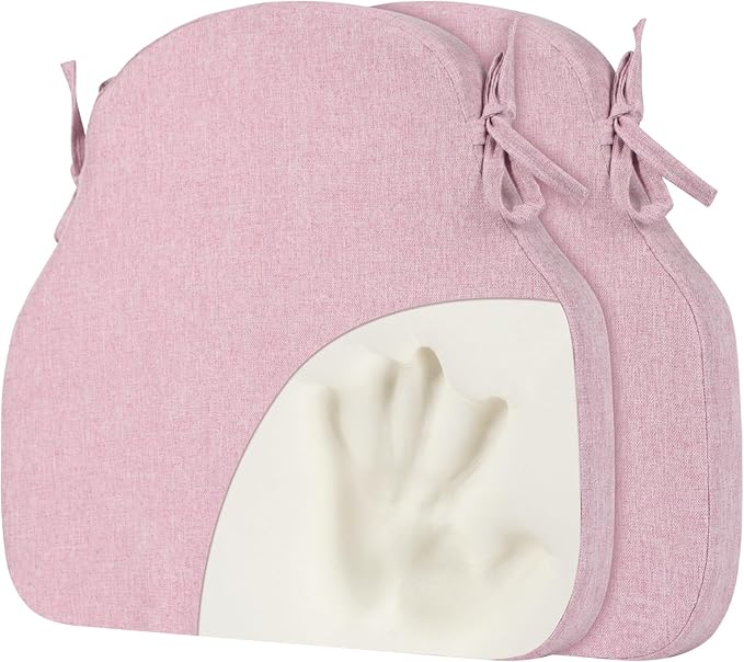 Dusty Pink Winsor Chair Cushions with Ties, Dining Kitchen Chair Seat Pads Non Slip Removable Washable Cover 17"x16" 2 Pack