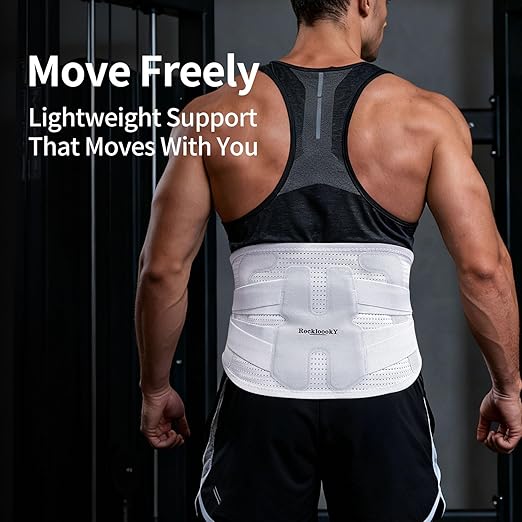 Lower Back Brace for Women Men, Adjustable Lumbar Support with Ergonomic Metal Stays for Work,Lifting,Drive,Fitness, Breathable Fabric Support Belt with 3D Pad, Grey,Size S,Waist 27"-31"