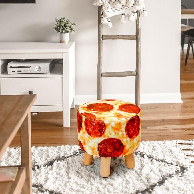 H&B Luxuries Fabric Round Padded Ottoman Foot Rest Stool