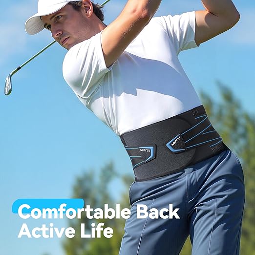 AGPTEK Back Brace for Lower Back Pain Relief, Breathable Air Mesh Back Support Belt with Ergonomic 3D Lumbar Pad for Work, Sciatica, Scoliosis, Herniated Disc, Adjustable Dual Straps, for Men Women (Large)